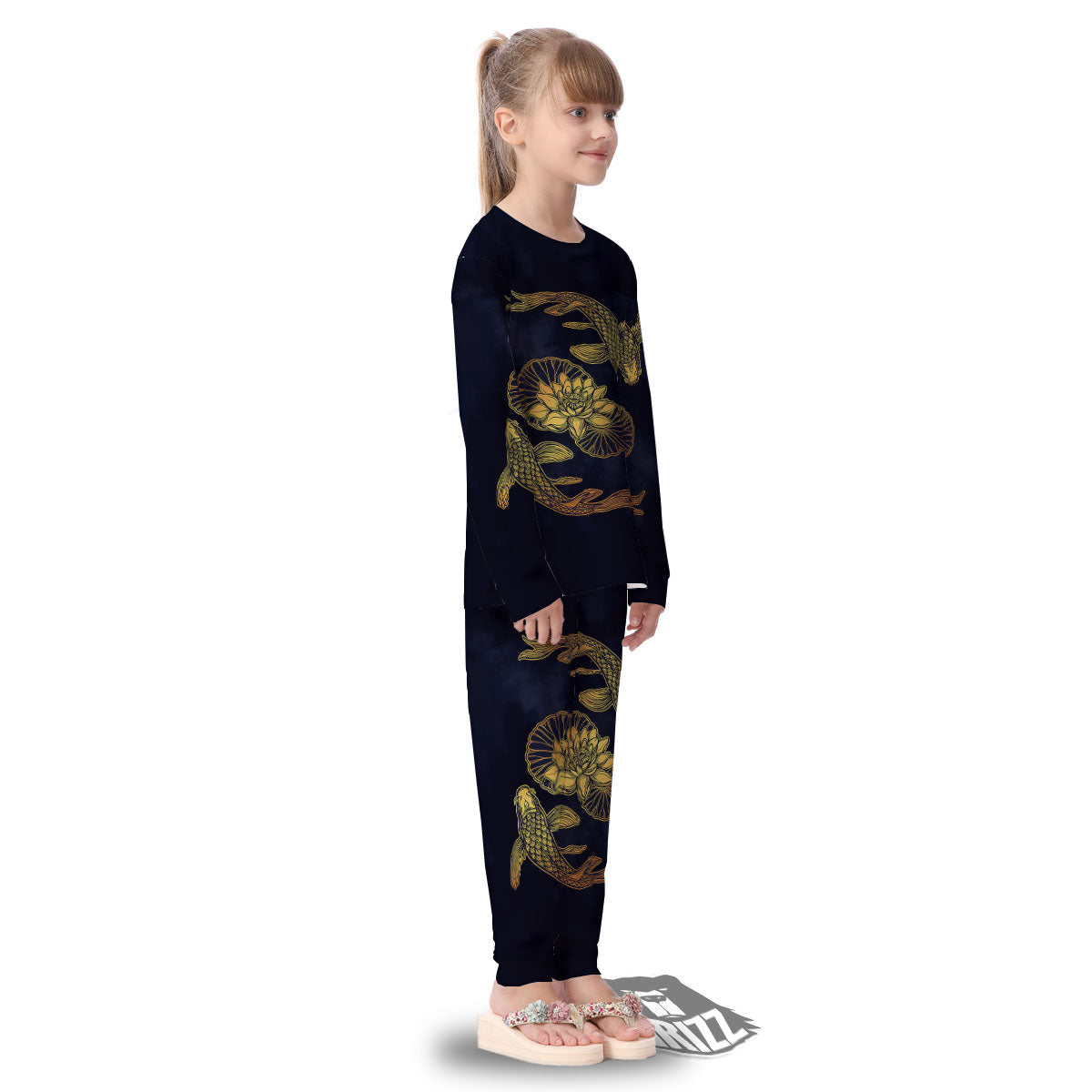 Koi Fish Golden Spiritual Print Kid's Pajamas-grizzshop