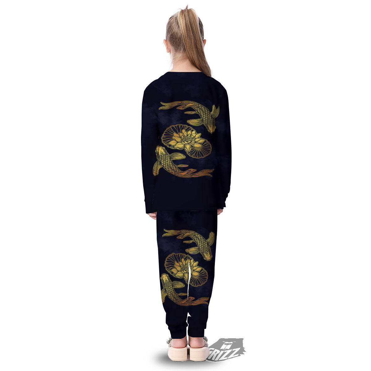 Koi Fish Golden Spiritual Print Kid's Pajamas-grizzshop