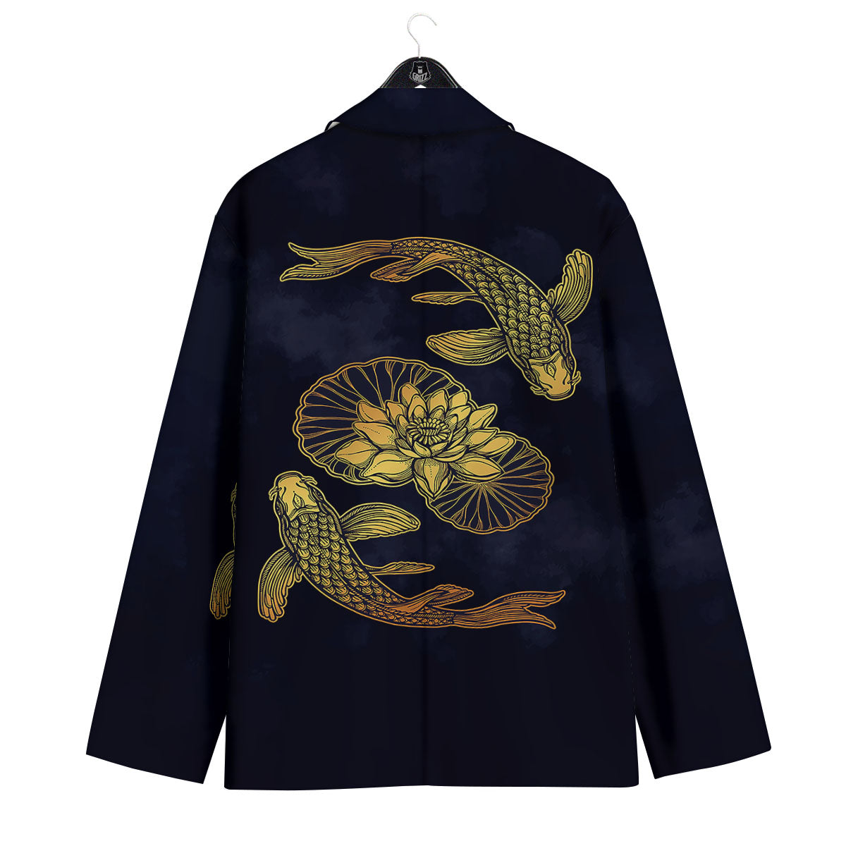 Koi Fish Golden Spiritual Print Men's Sport Coat-grizzshop