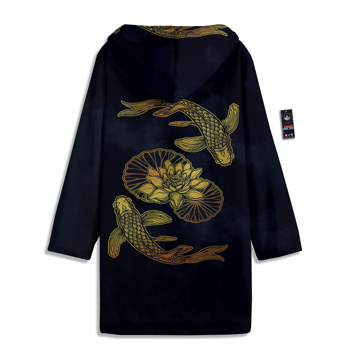 Koi Fish Golden Spiritual Print Men's Windbreaker Jacket-grizzshop