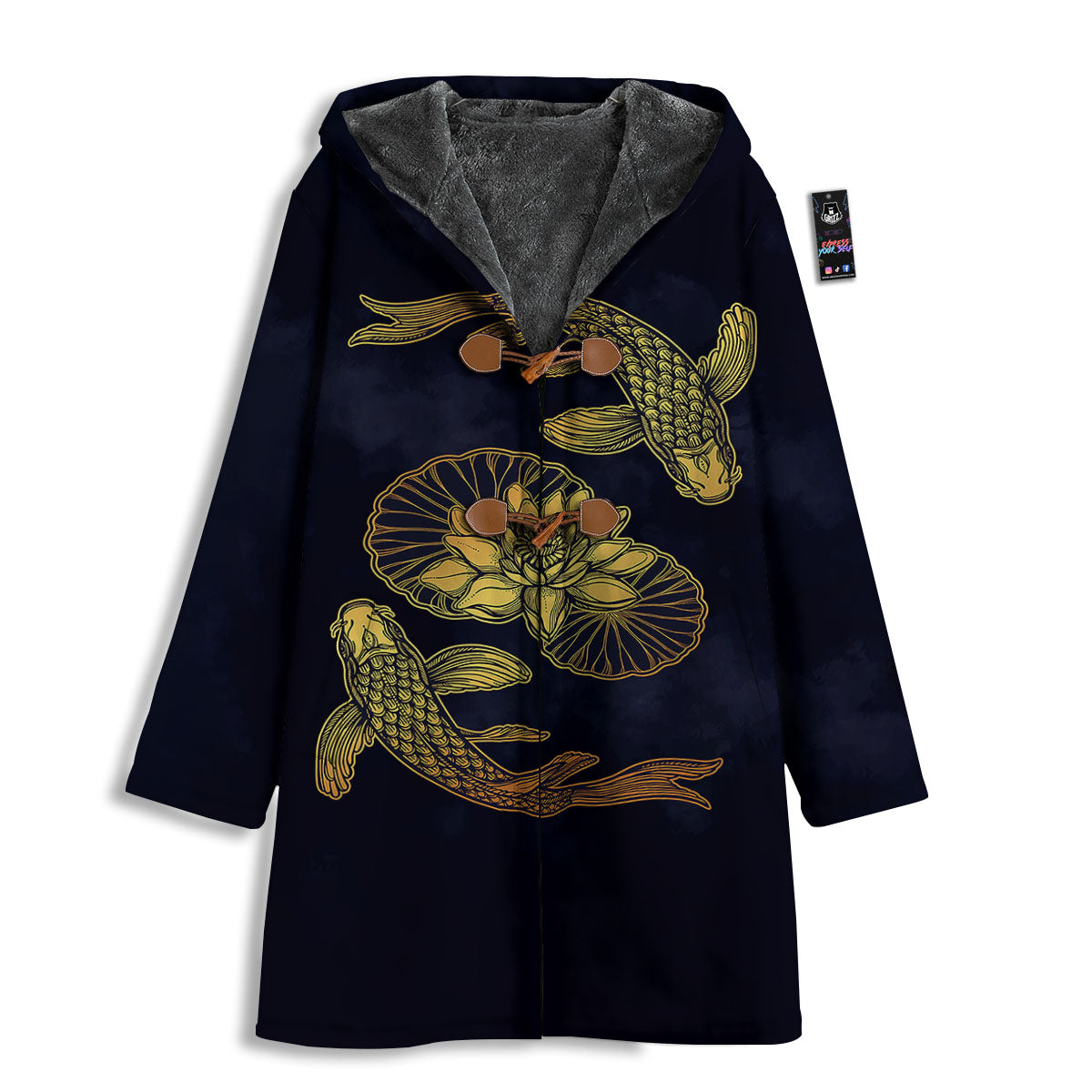 Koi Fish Golden Spiritual Print Men's Windbreaker Jacket-grizzshop
