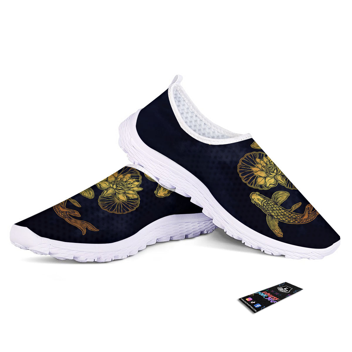 Koi Fish Golden Spiritual Print Nurse Shoes-grizzshop
