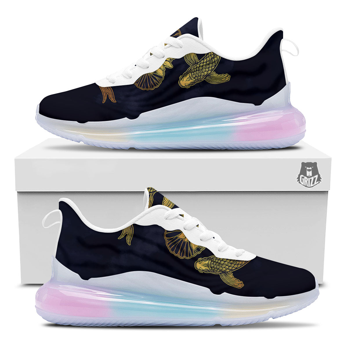 Koi Fish Golden Spiritual Print Running Sneakers-grizzshop
