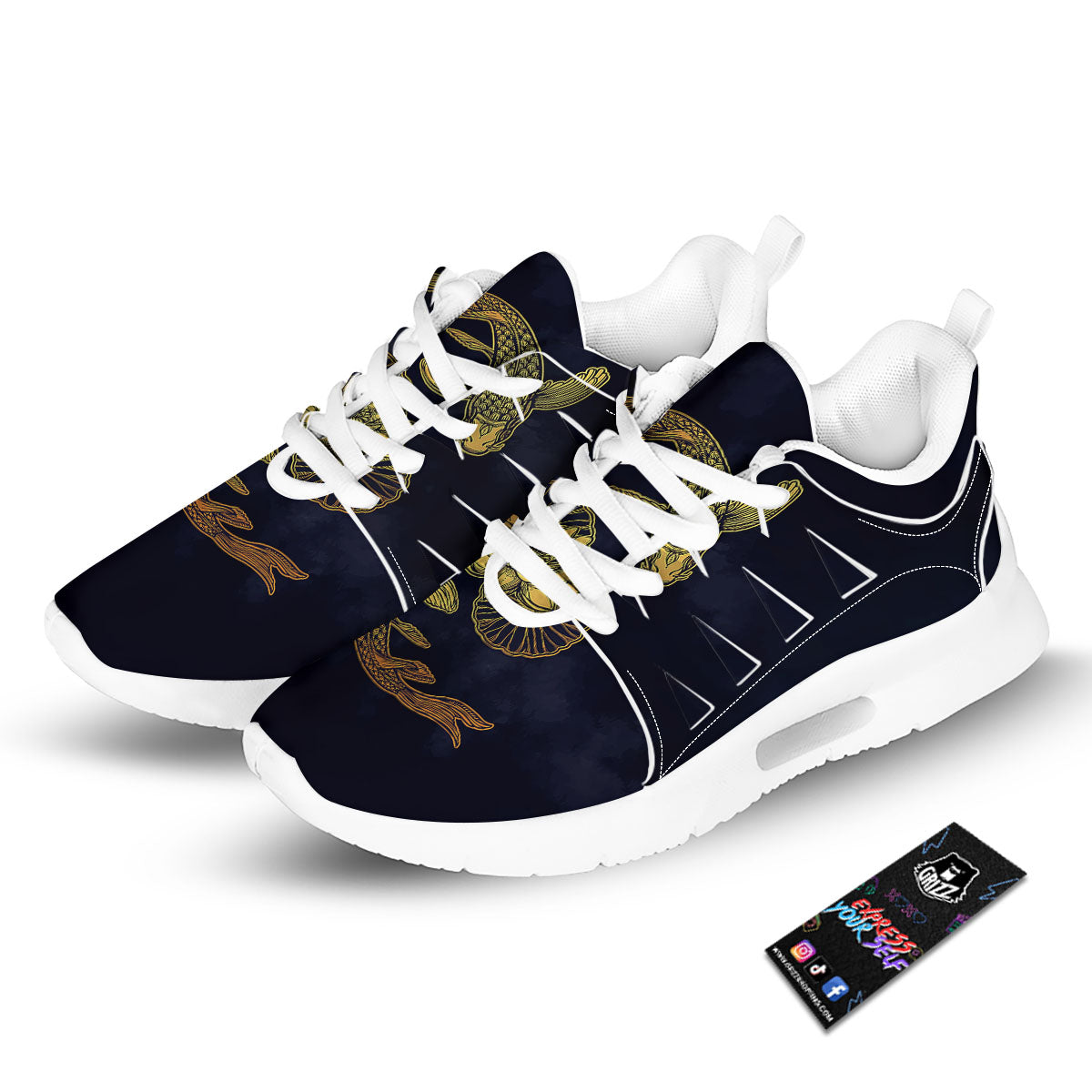 Koi Fish Golden Spiritual Print Tennis Shoes-grizzshop