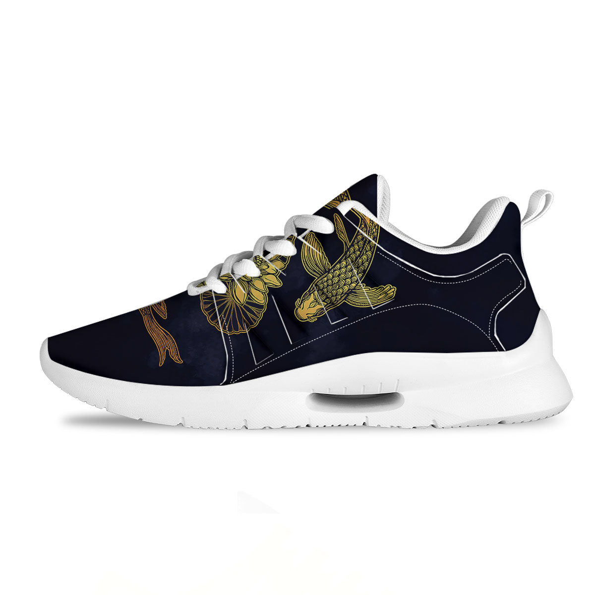 Koi Fish Golden Spiritual Print Tennis Shoes-grizzshop