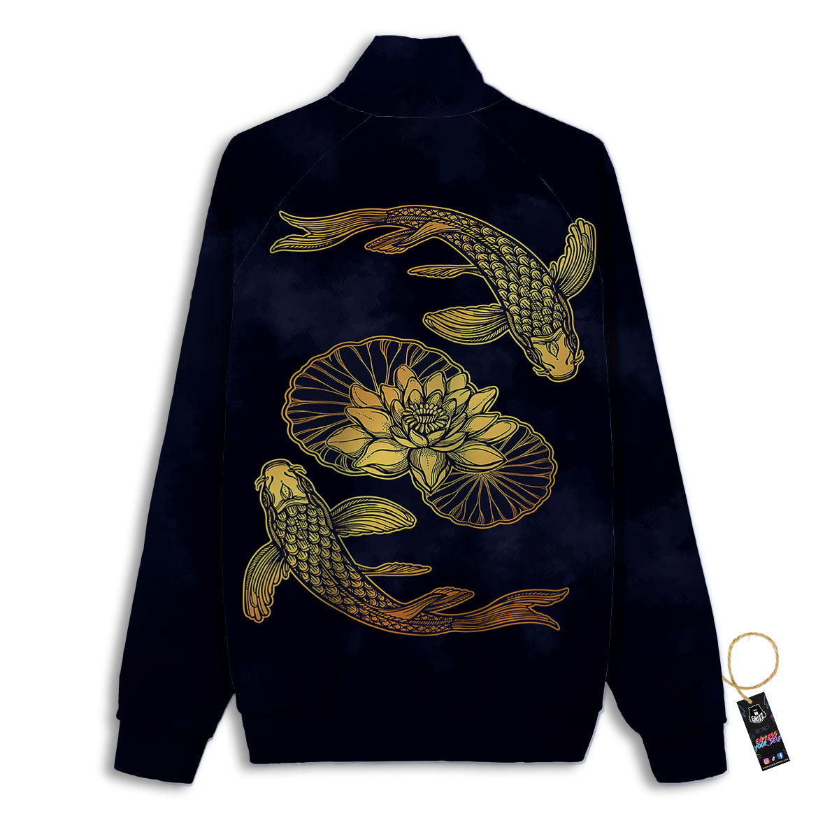 Koi Fish Golden Spiritual Print Track Jacket-grizzshop