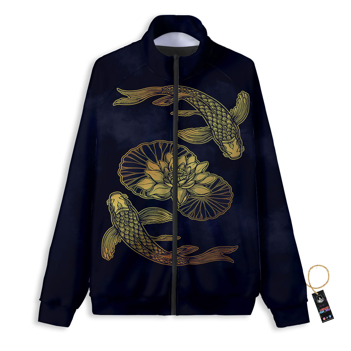 Koi Fish Golden Spiritual Print Track Jacket-grizzshop