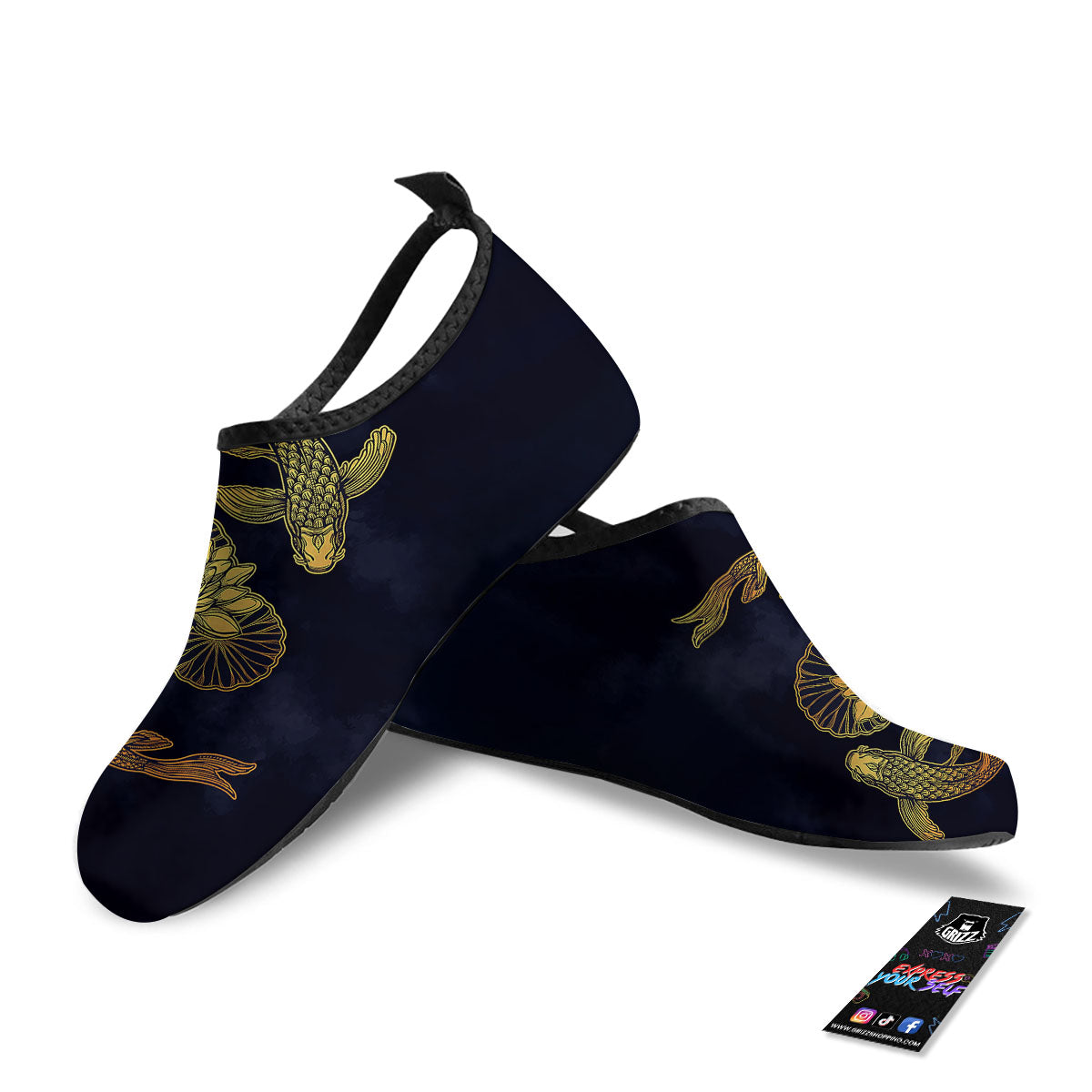 Koi Fish Golden Spiritual Print Water Shoes-grizzshop