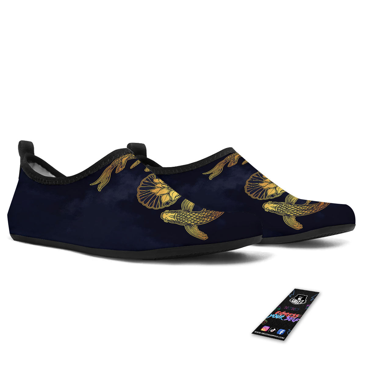Koi Fish Golden Spiritual Print Water Shoes-grizzshop