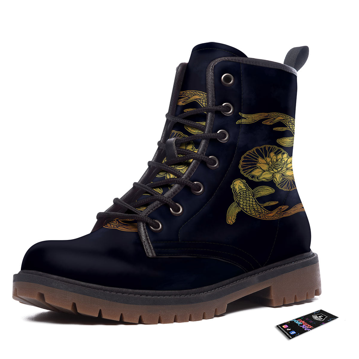 Koi Fish Golden Spiritual Print Work Boots-grizzshop
