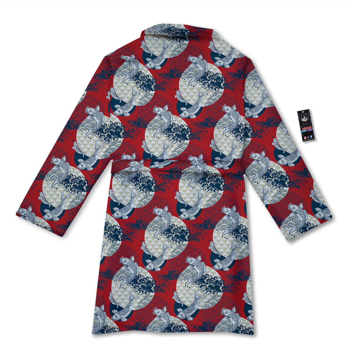 Koi Fish Japanese Wave Print Pattern Bathrobe-grizzshop