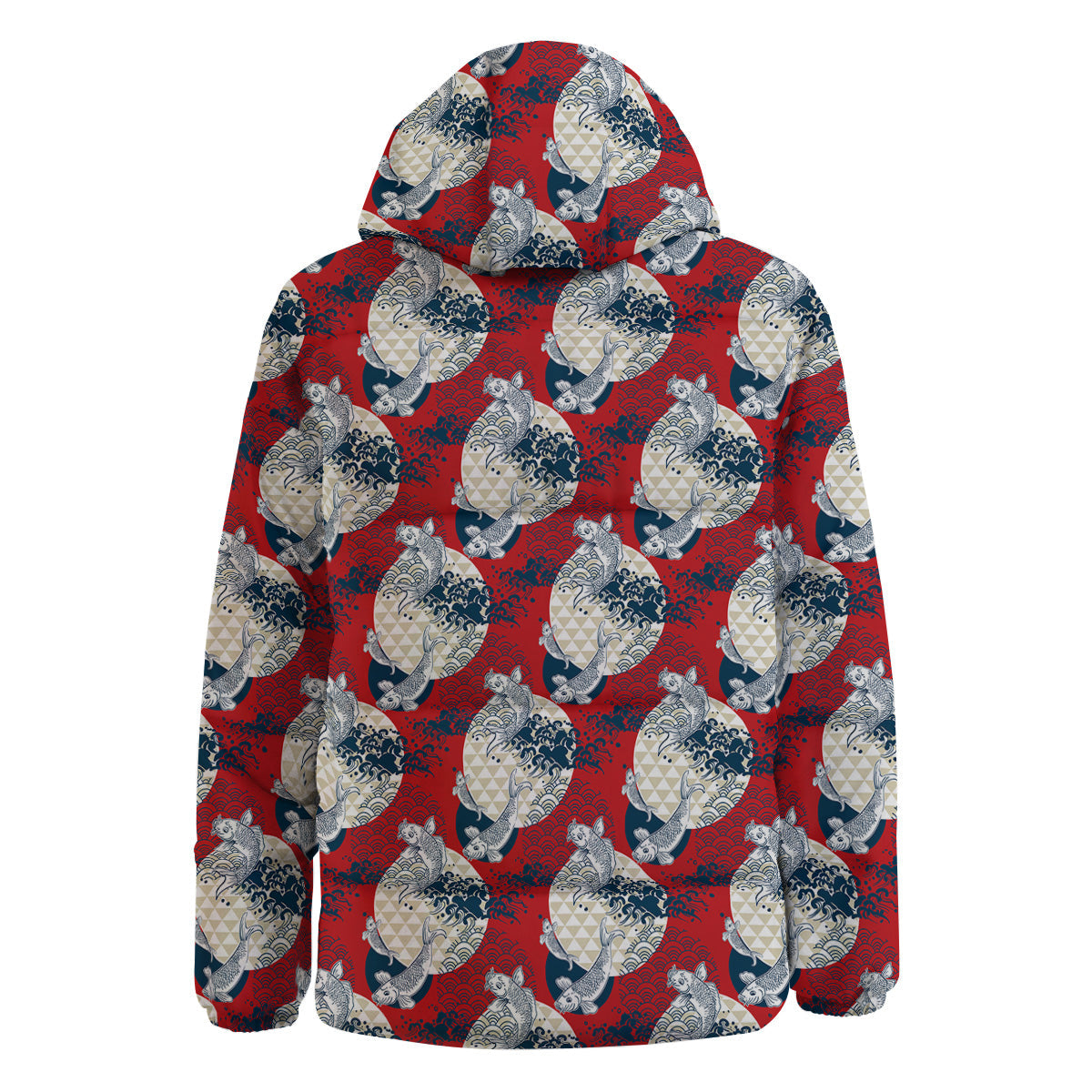 Koi Fish Japanese Wave Print Pattern Down Jacket-grizzshop