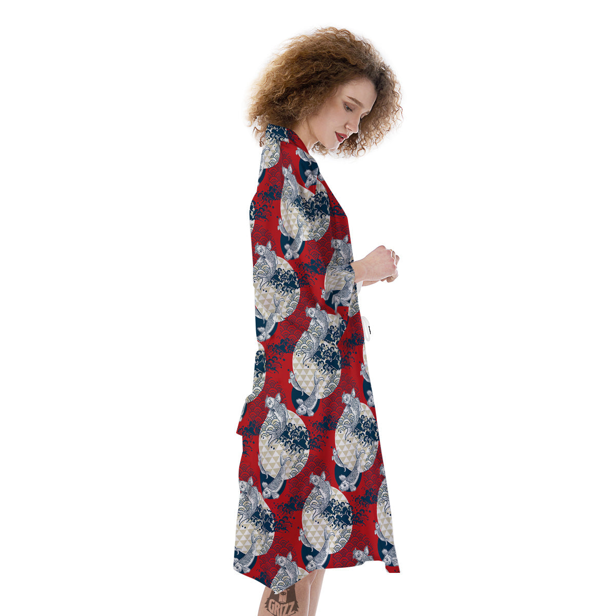 Koi Fish Japanese Wave Print Pattern Kimono-grizzshop