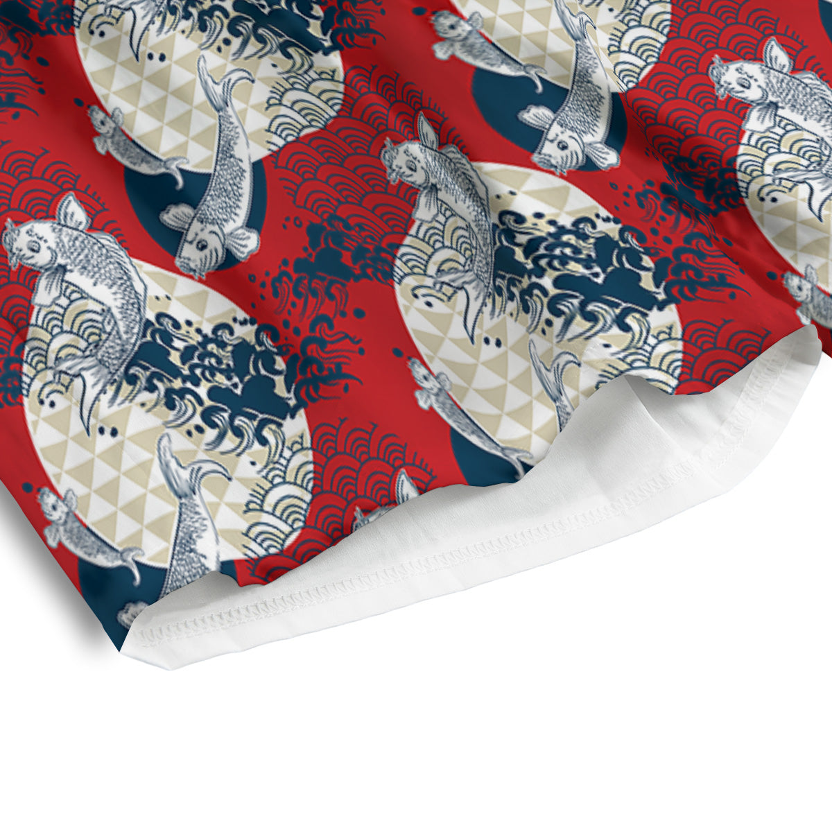Koi Fish Japanese Wave Print Pattern Men's Athletic Shorts