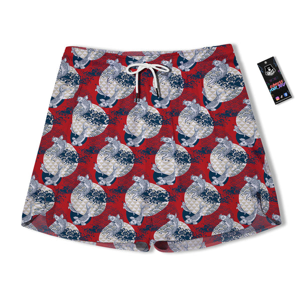 Koi Fish Japanese Wave Print Pattern Men's Running Shorts