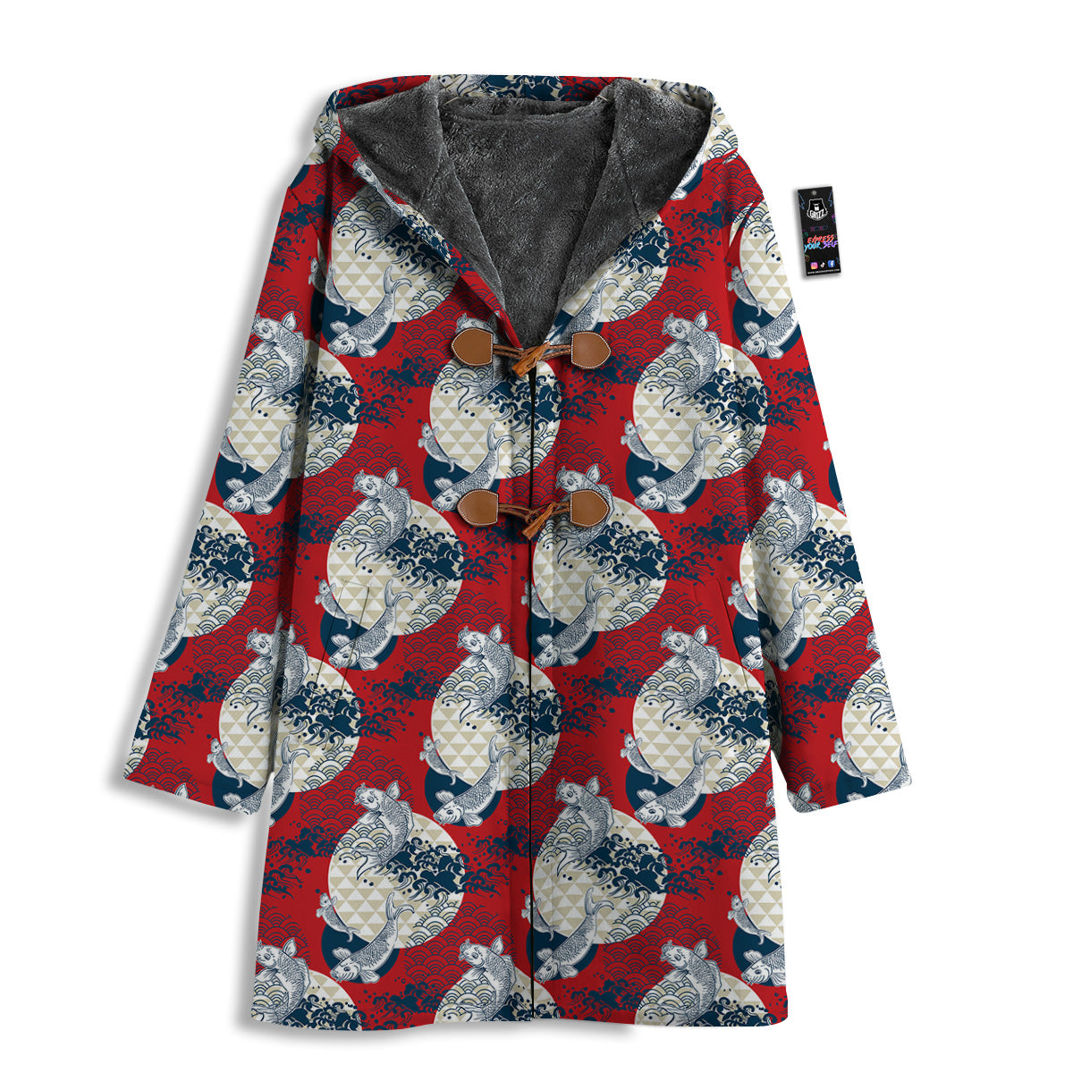 Koi Fish Japanese Wave Print Pattern Men's Windbreaker Jacket-grizzshop