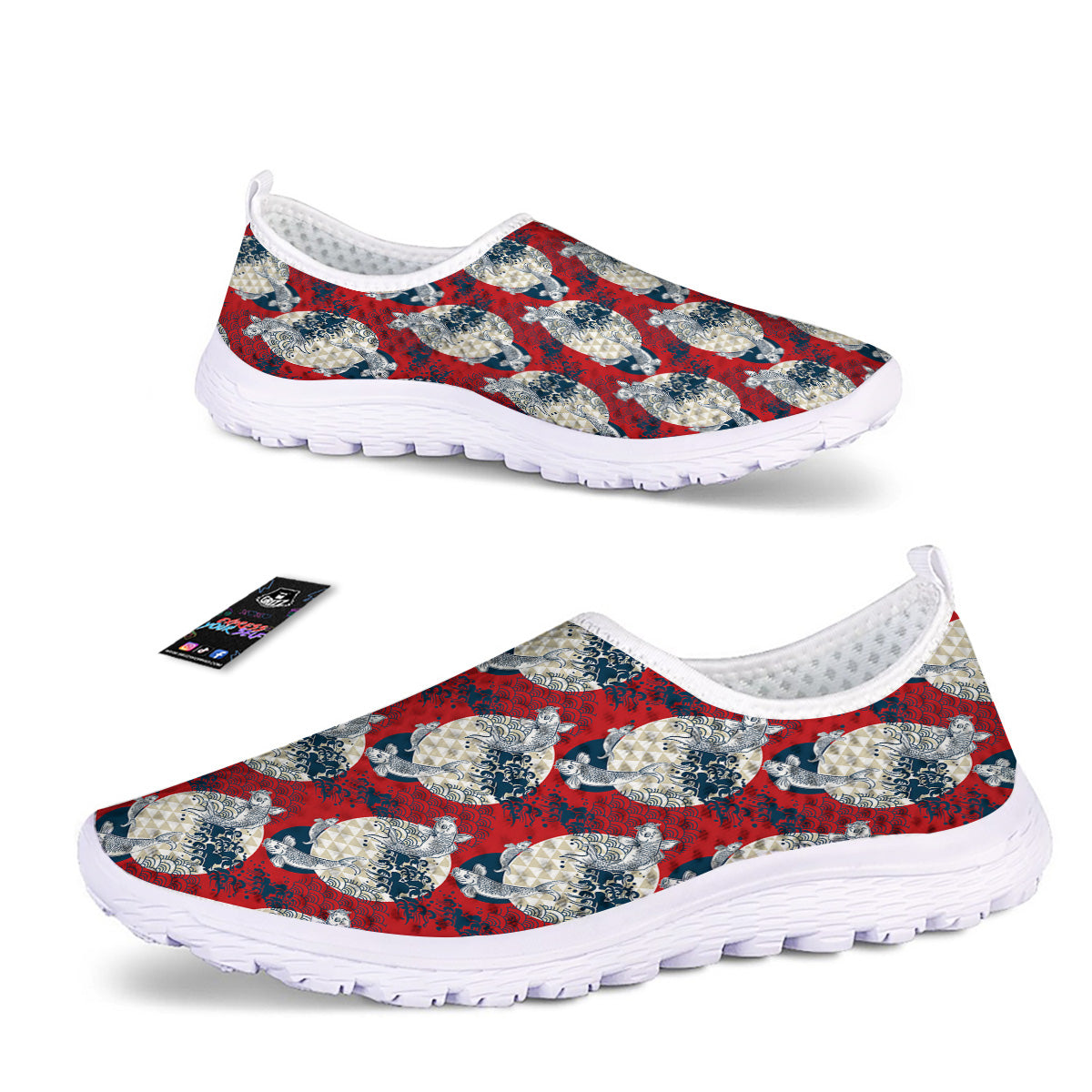 Koi Fish Japanese Wave Print Pattern Nurse Shoes-grizzshop