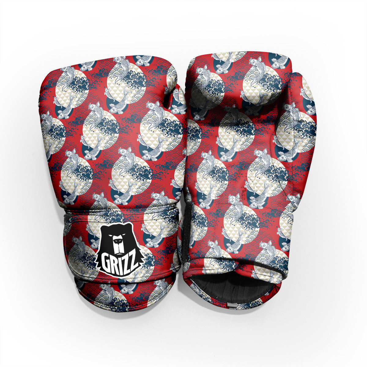 Koi Fish Japanese Wave Print Pattern Pro Boxing Glove