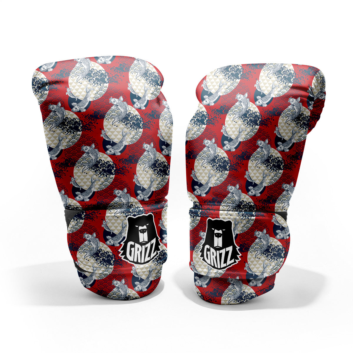 Koi Fish Japanese Wave Print Pattern Pro Boxing Glove