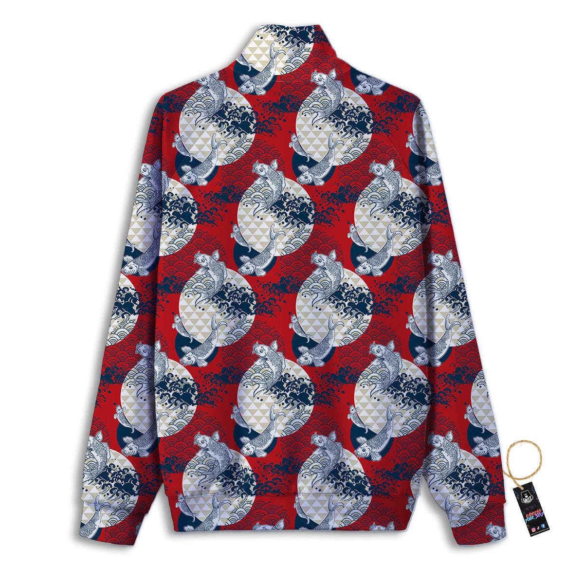 Koi Fish Japanese Wave Print Pattern Track Jacket-grizzshop