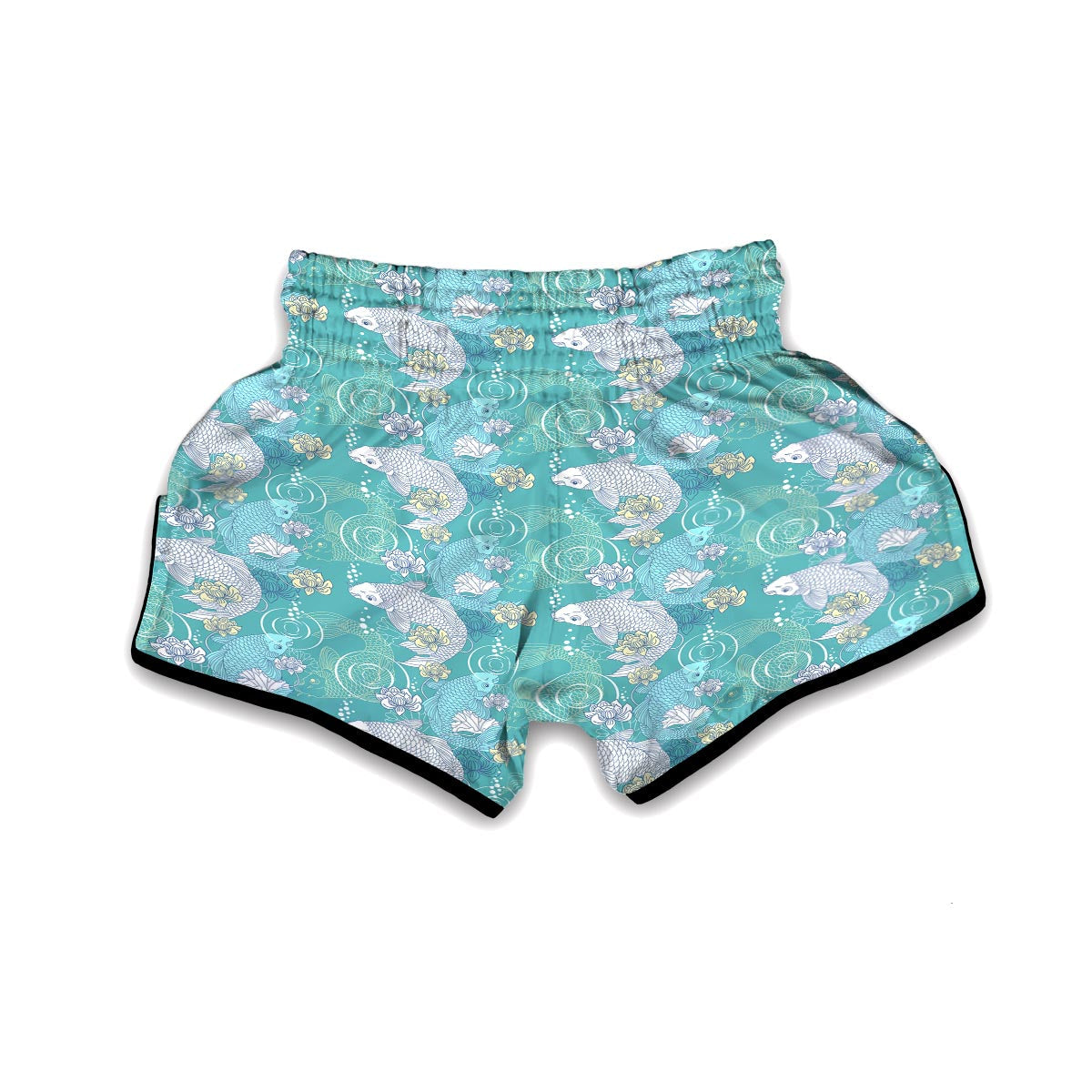Koi Fish Lotus Pattern Print Muay Thai Boxing Shorts-grizzshop