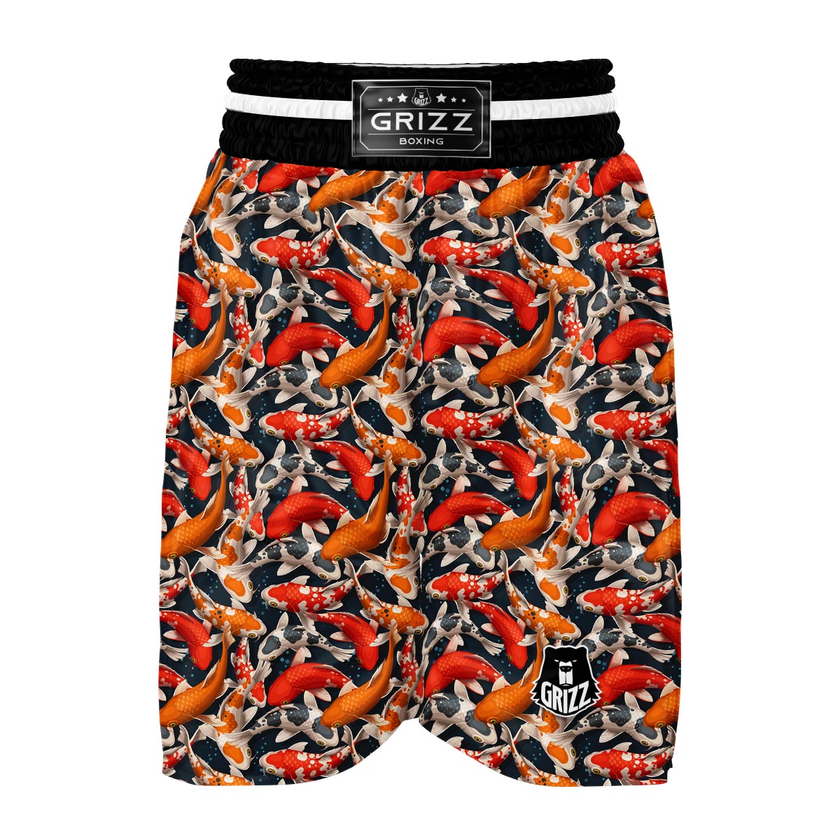 Koi Fish Pattern Print Boxing Shorts-grizzshop