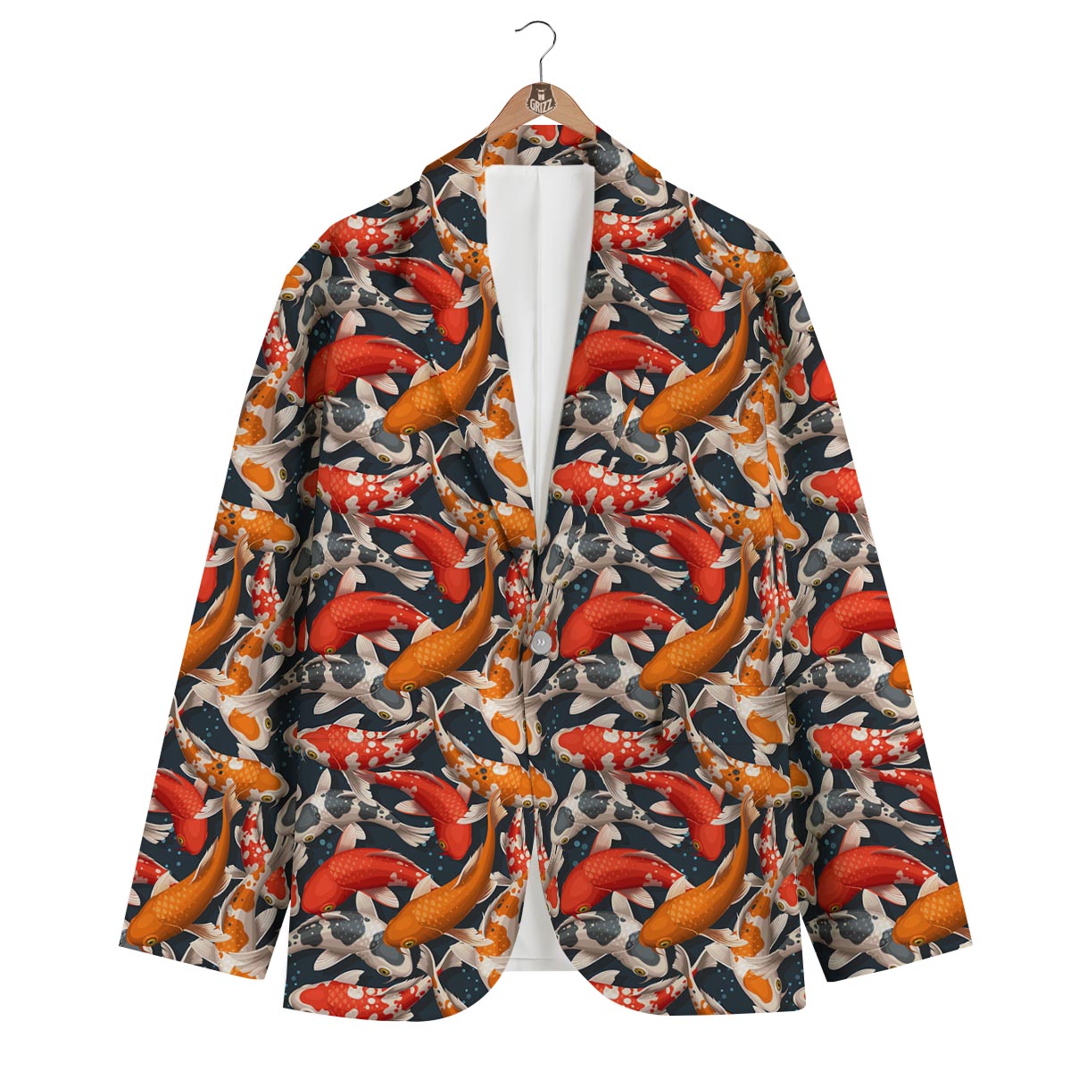 Koi Fish Pattern Print Men's Blazer-grizzshop