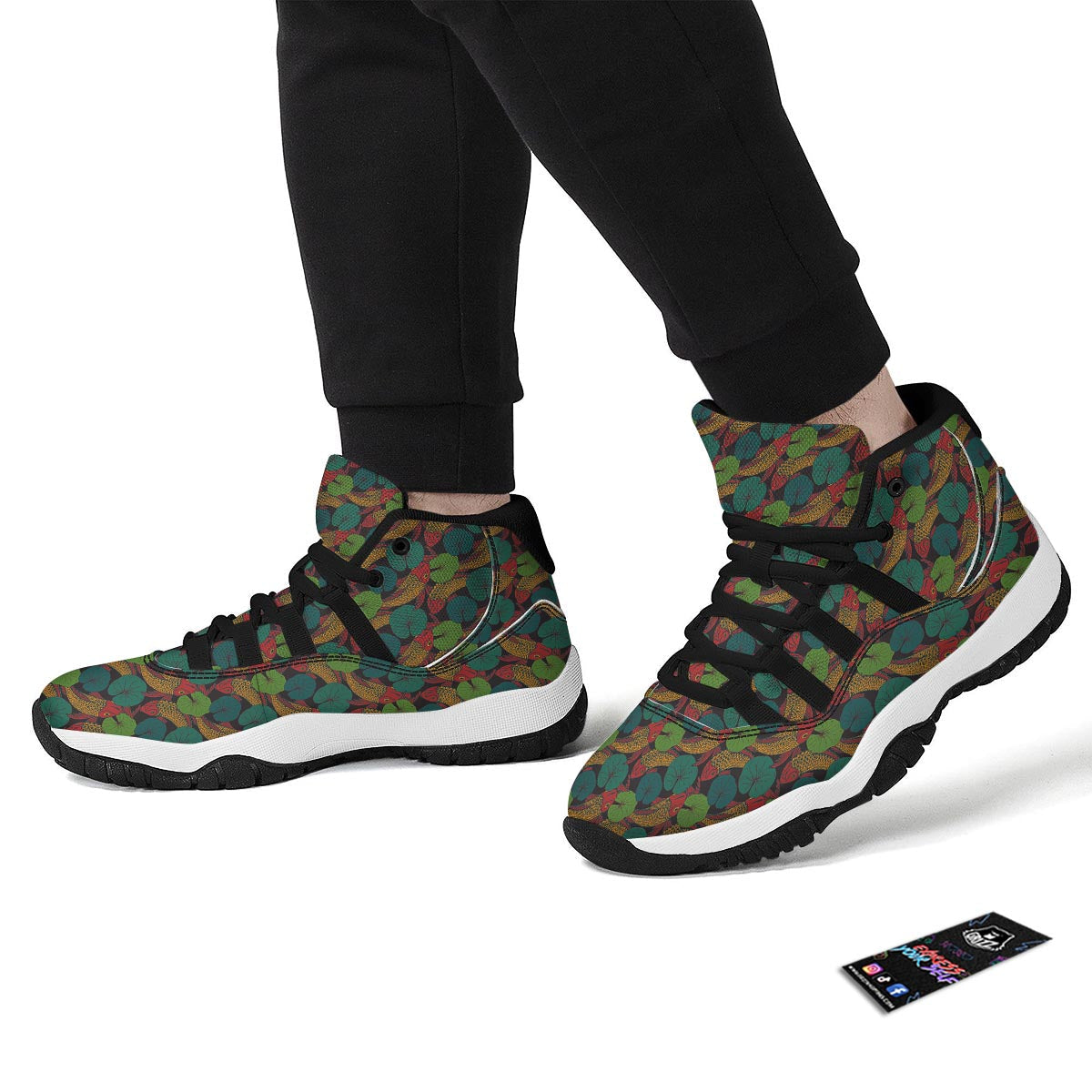 Koi Fish Print Pattern Black Bball Shoes-grizzshop