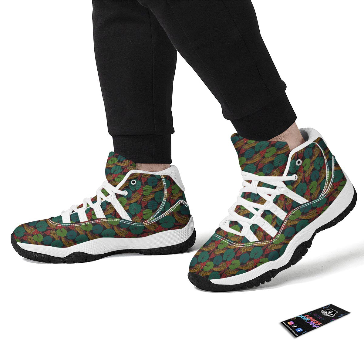 Koi Fish Print Pattern White Bball Shoes-grizzshop