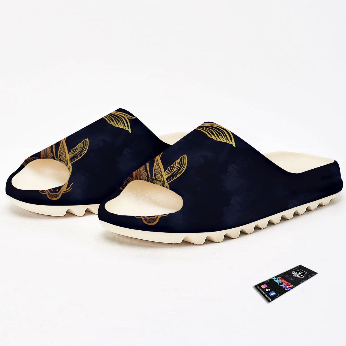 Koi Carp Golden Spiritual Print Sandals-grizzshop