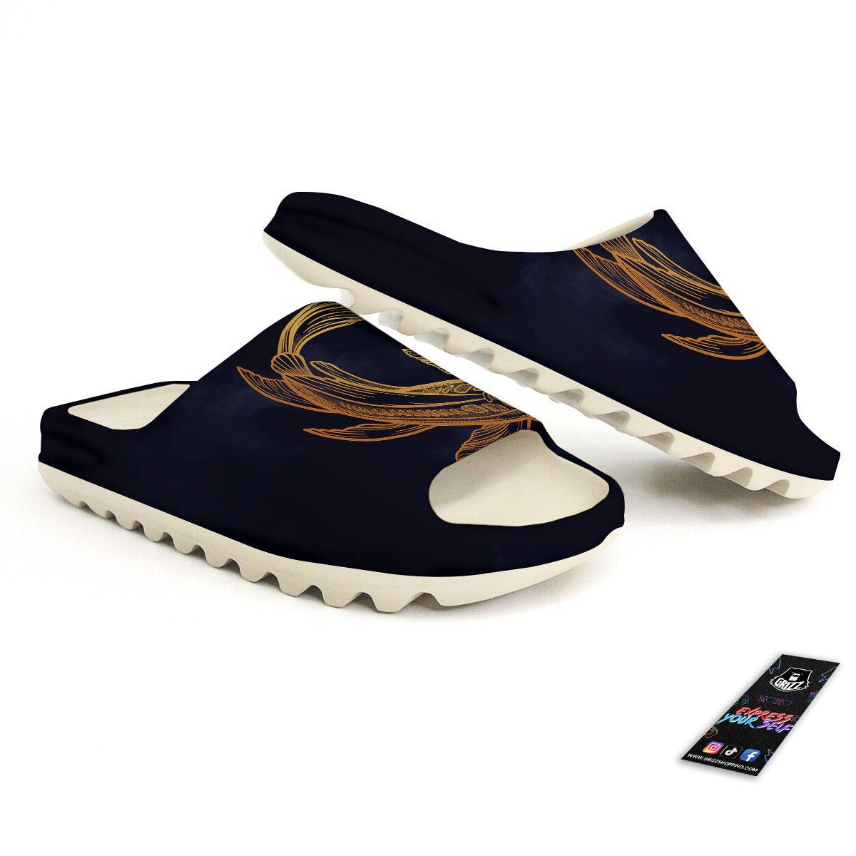 Koi Carp Golden Spiritual Print Sandals-grizzshop