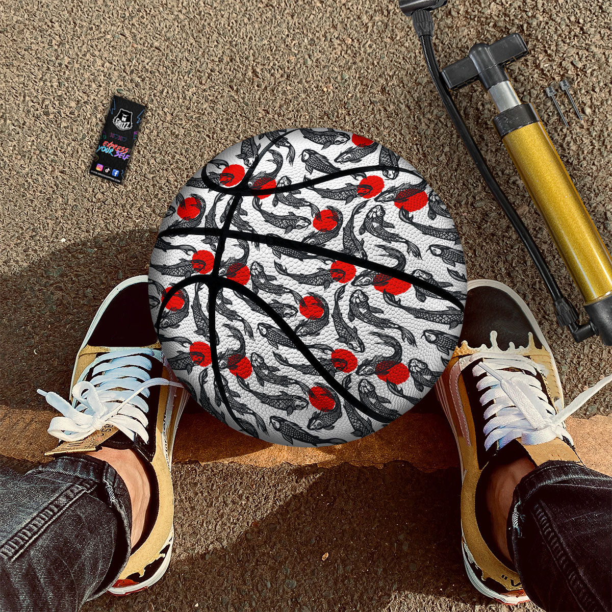 Koi Fish Carp Japanese Print Pattern Basketball