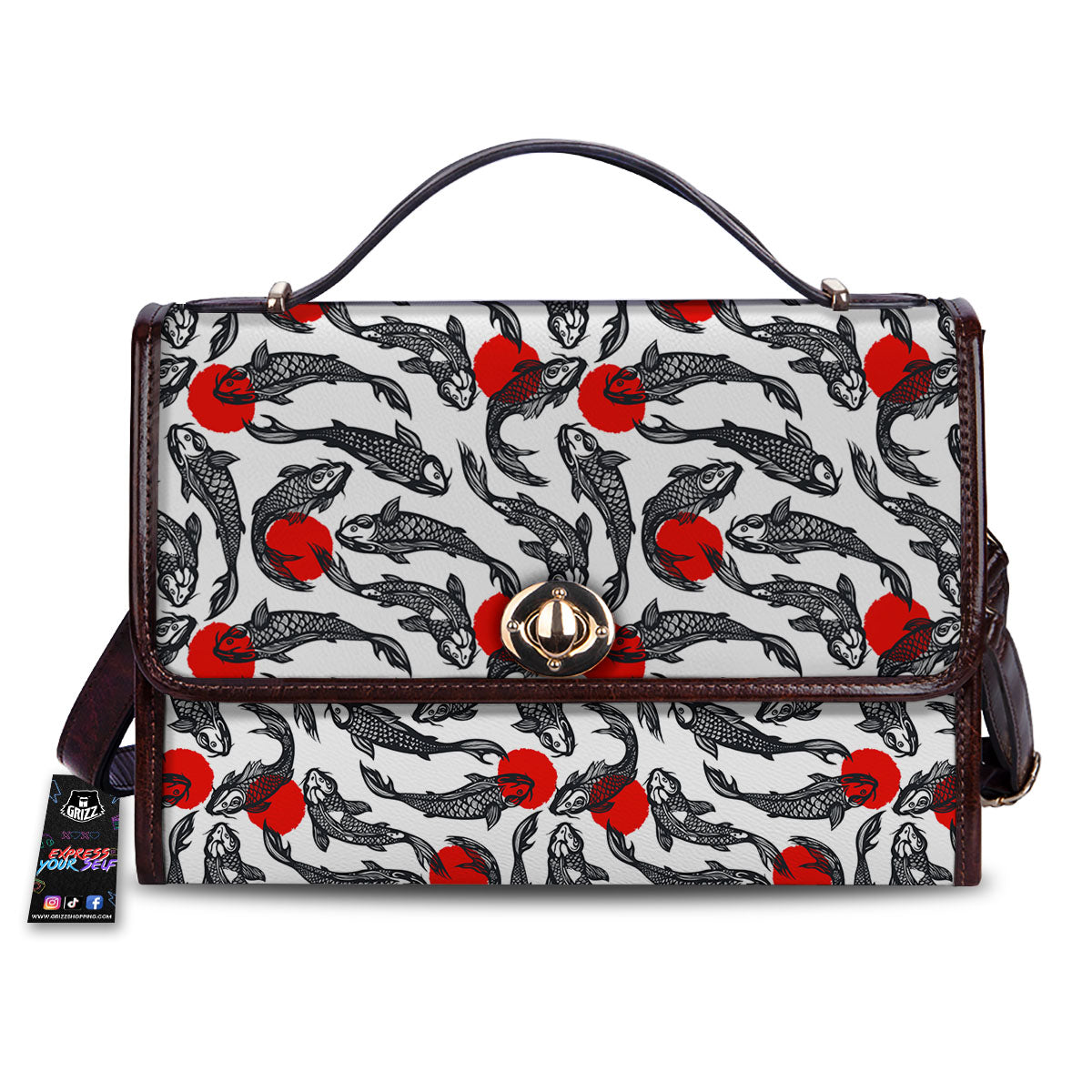 Koi Fish Carp Japanese Print Pattern Women's Satchel Bag