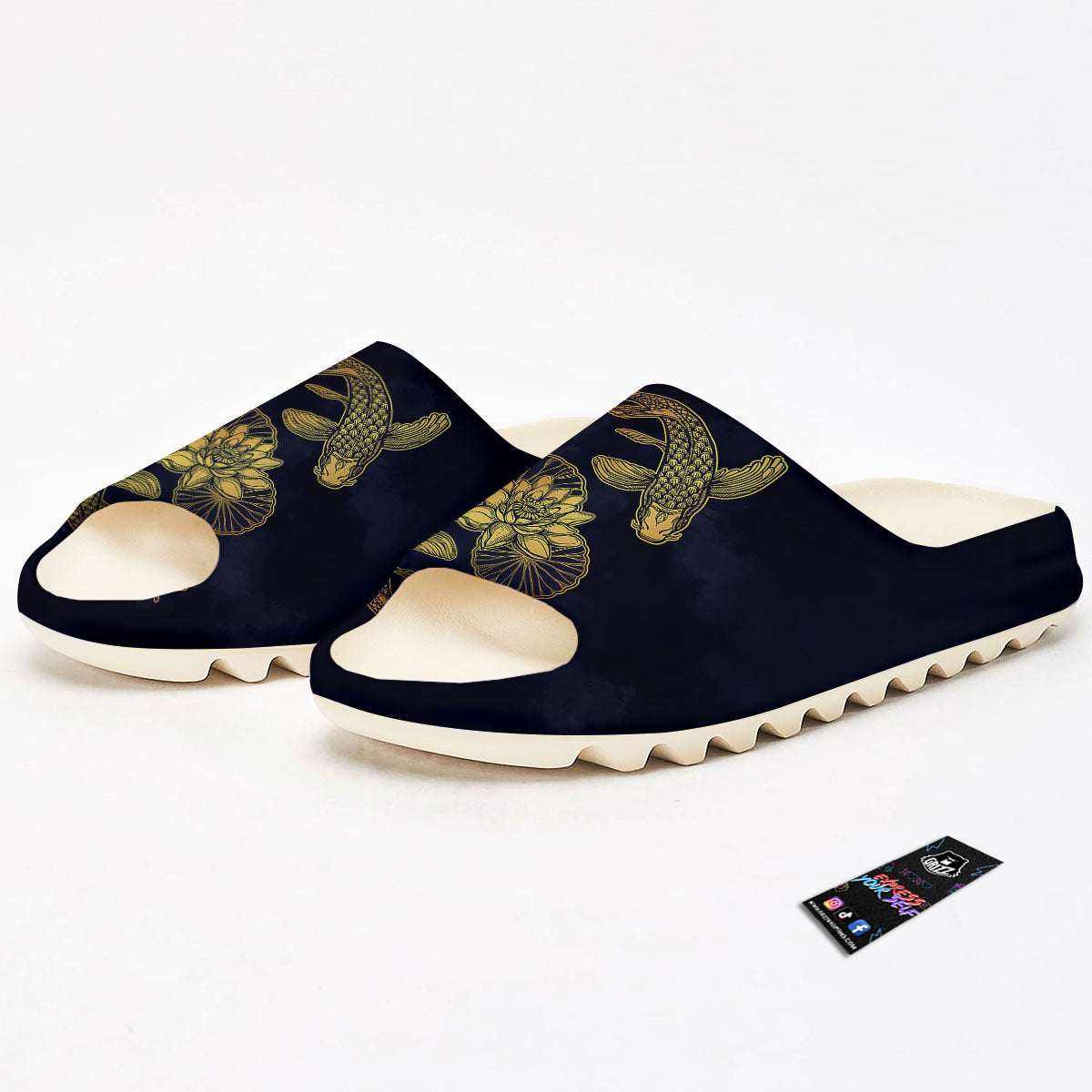 Koi Fish Golden Spiritual Print Sandals-grizzshop