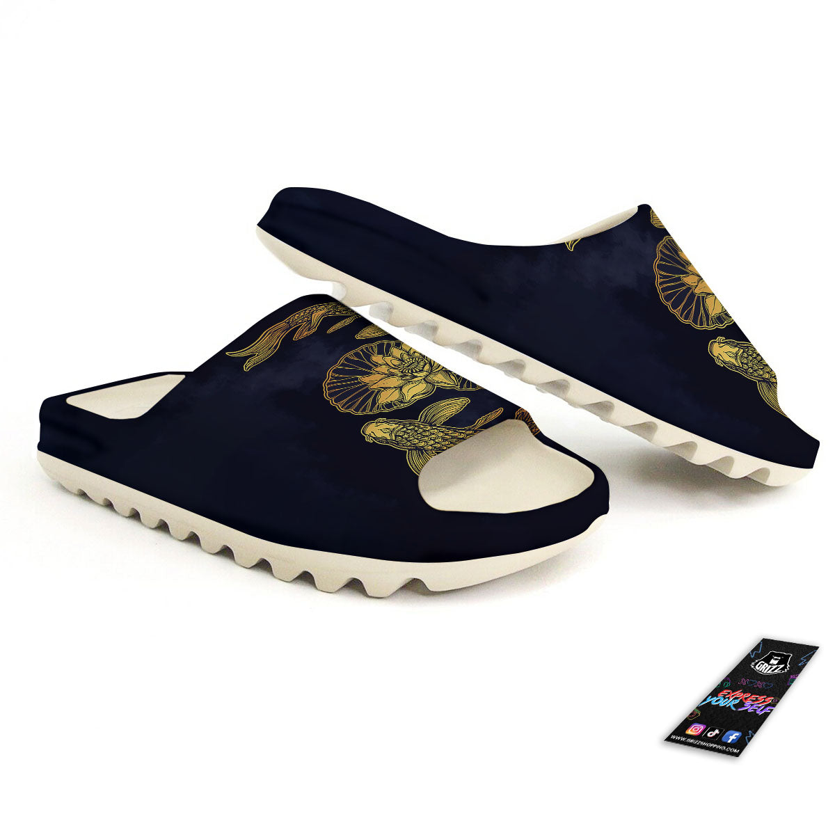 Koi Fish Golden Spiritual Print Sandals-grizzshop