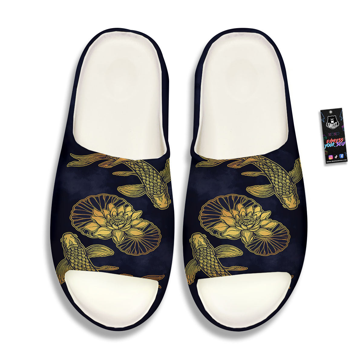 Koi Fish Golden Spiritual Print Sandals-grizzshop