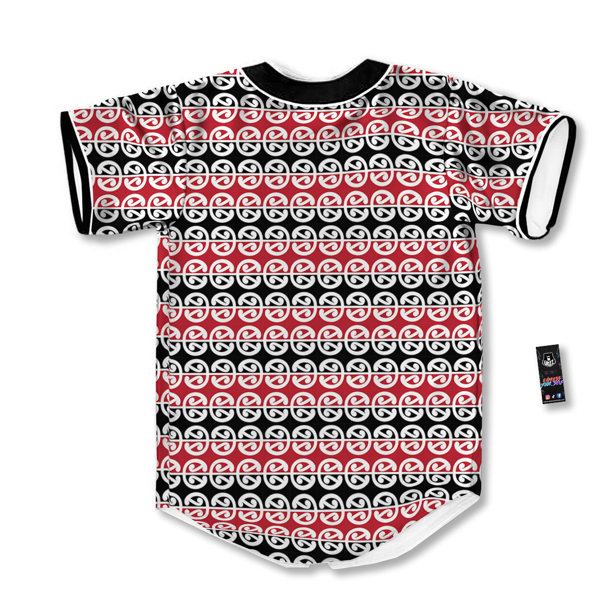 Kowhaiwhai Maori Print Pattern Baseball Jersey-grizzshop