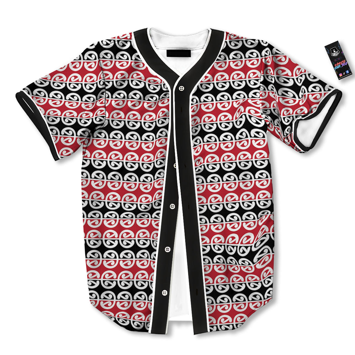 Kowhaiwhai Maori Print Pattern Baseball Jersey-grizzshop