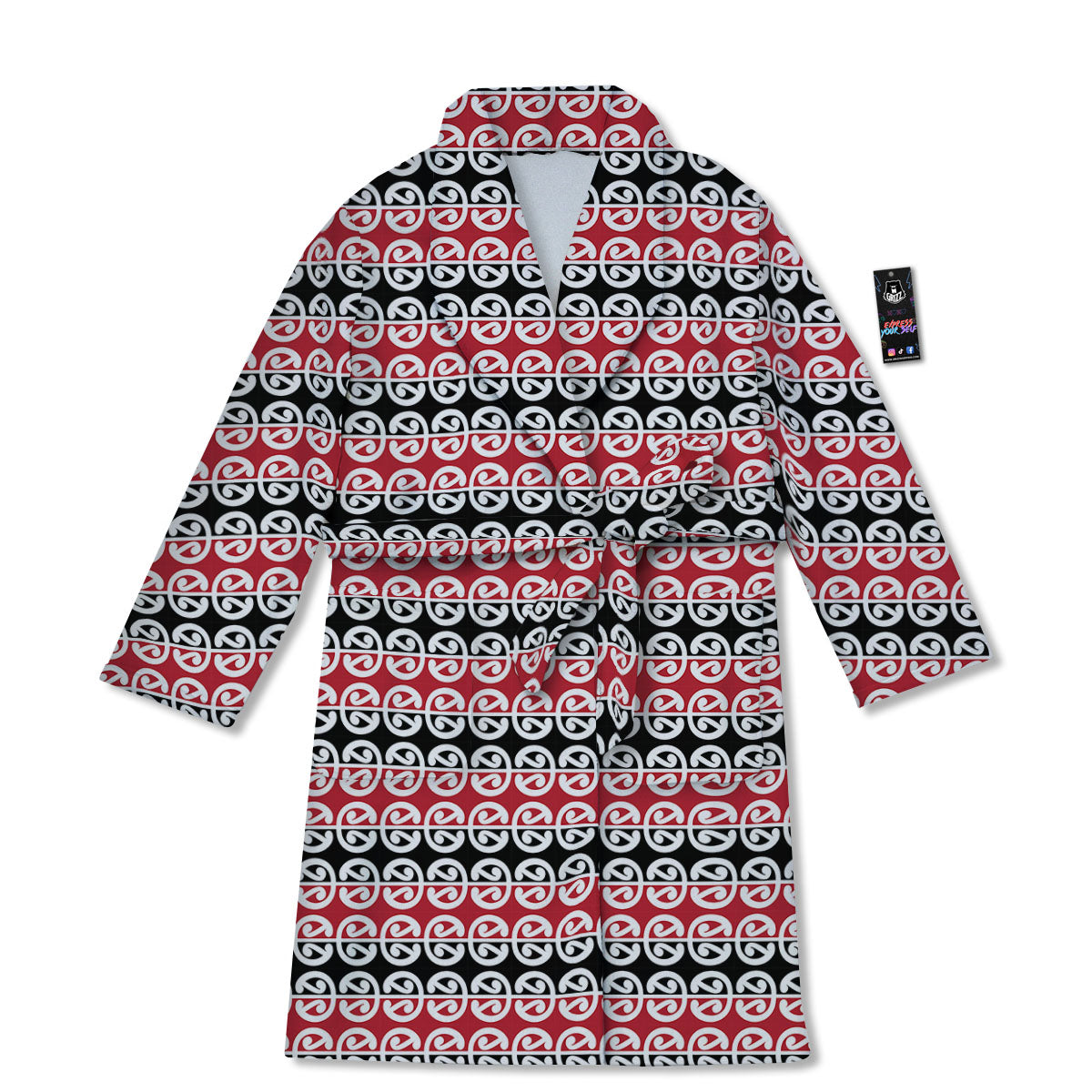 Kowhaiwhai Maori Print Pattern Bathrobe-grizzshop
