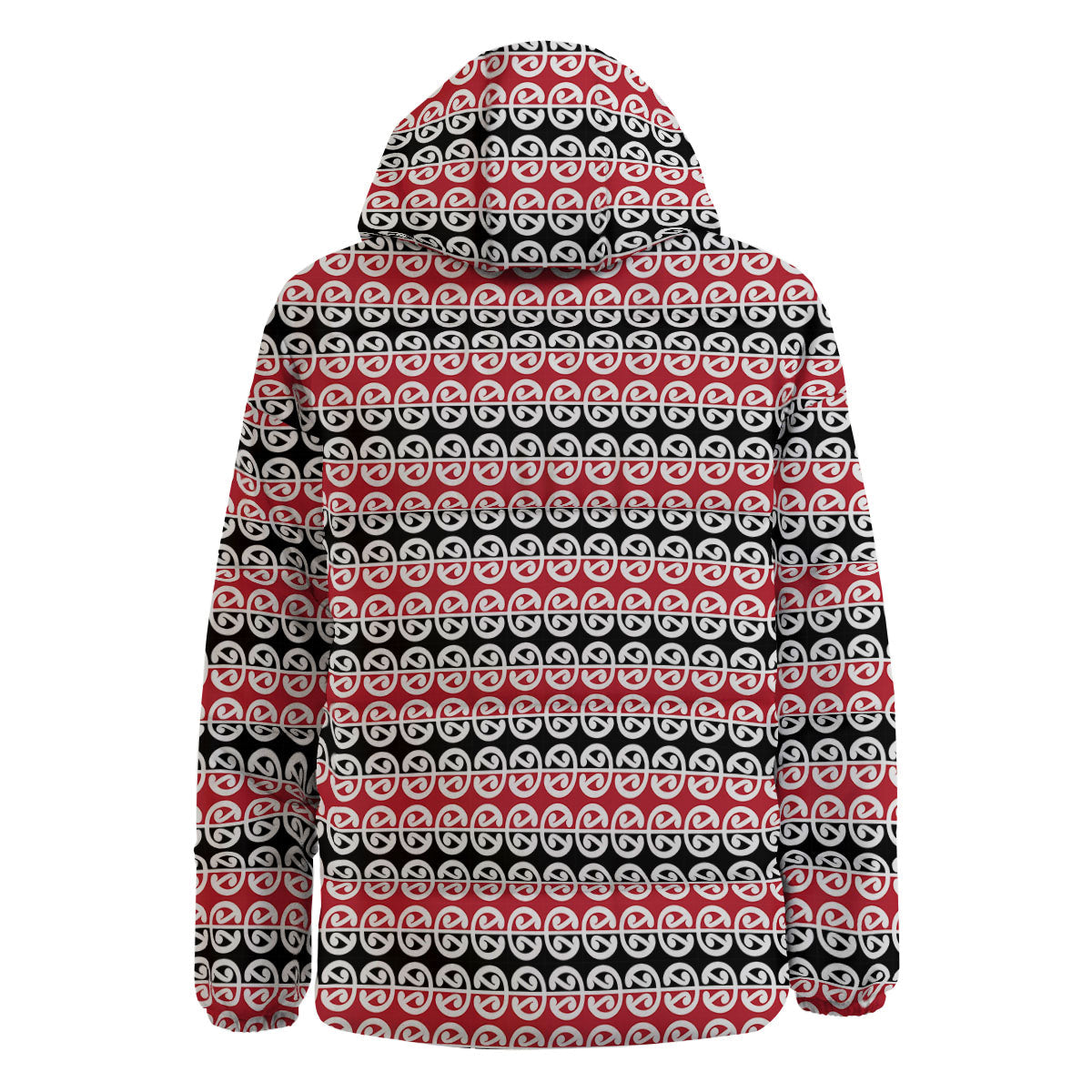 Kowhaiwhai Maori Print Pattern Down Jacket-grizzshop