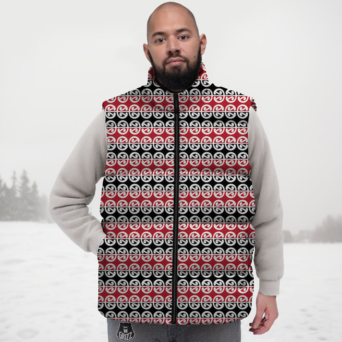 Kowhaiwhai Maori Print Pattern Down Vest
