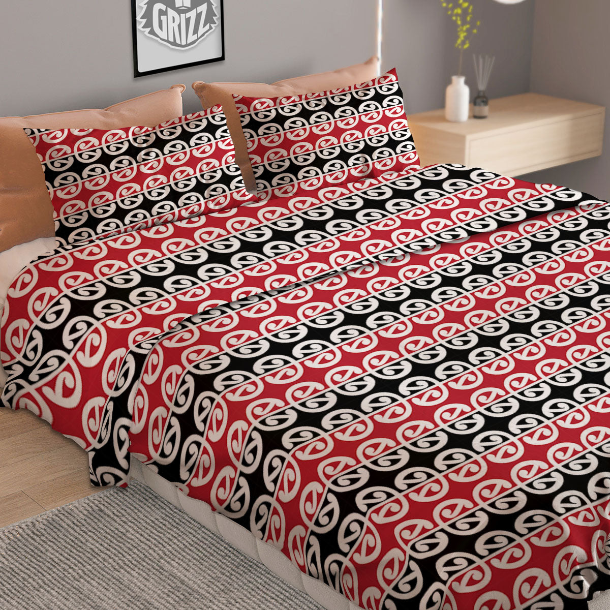 Kowhaiwhai Maori Print Pattern Duvet Cover Bedding Set