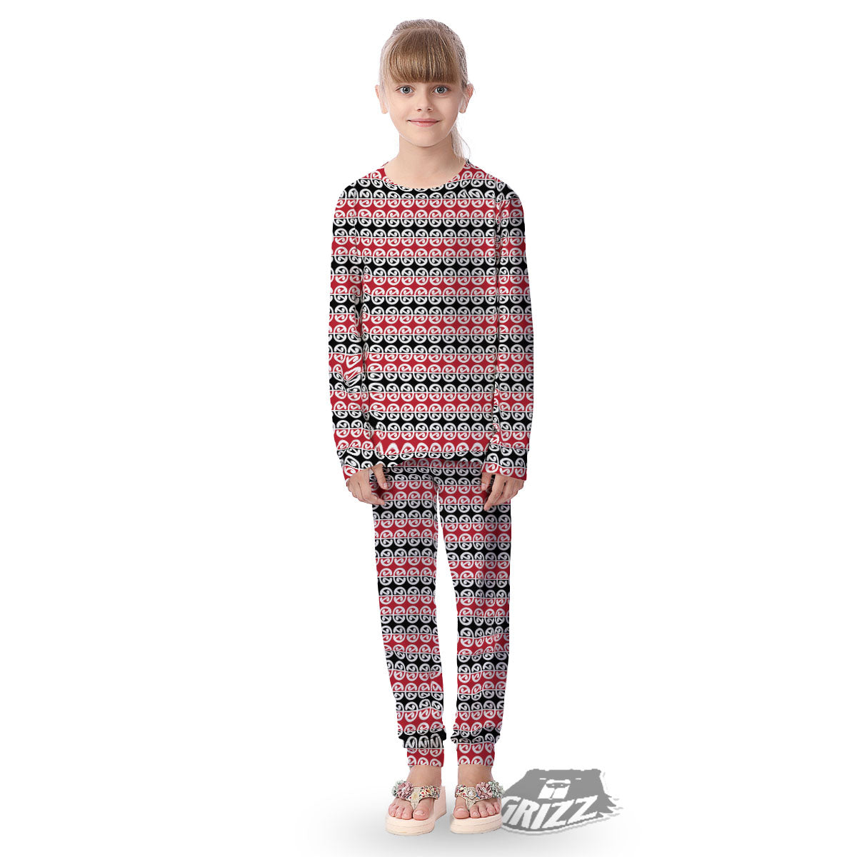 Kowhaiwhai Maori Print Pattern Kid's Pajamas-grizzshop