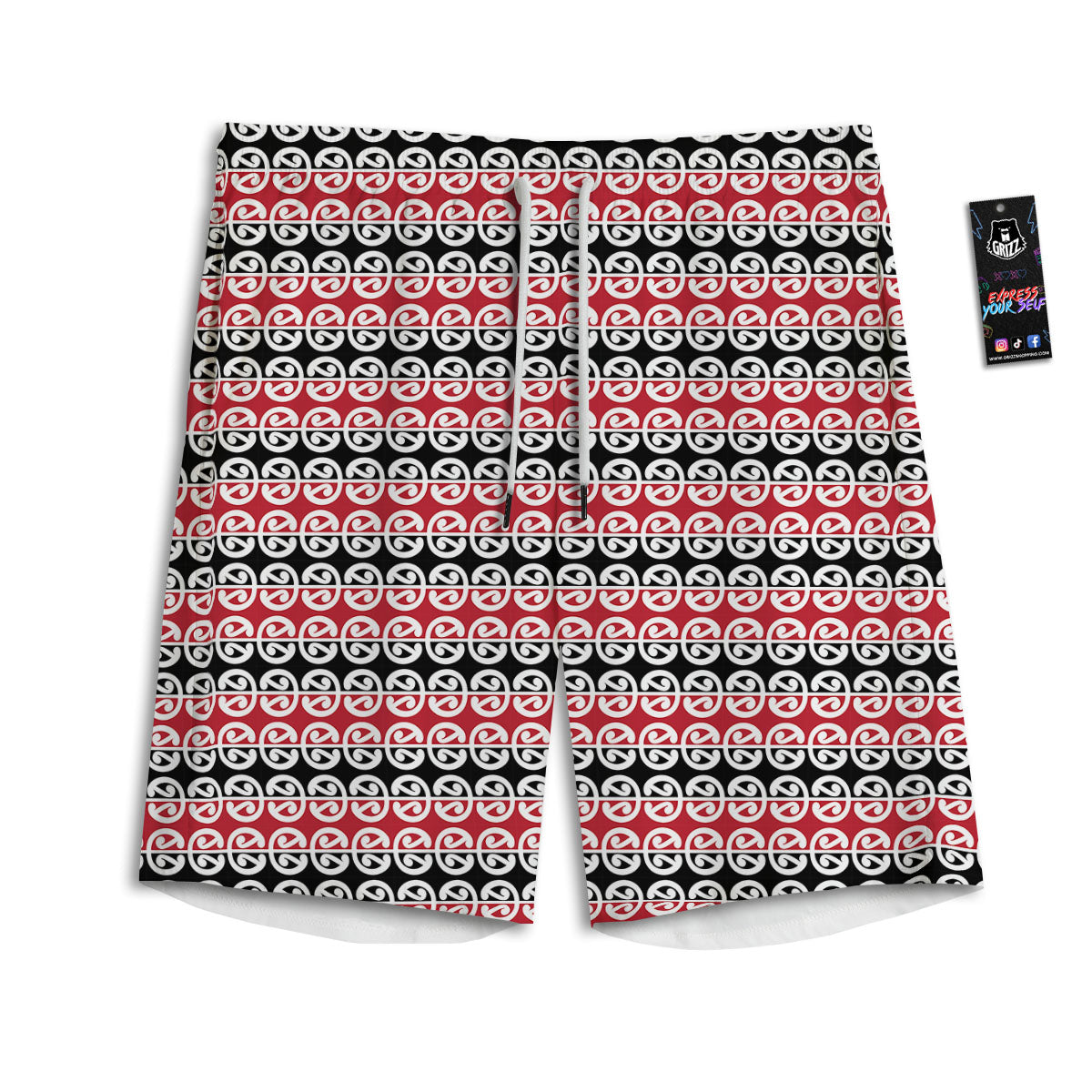 Kowhaiwhai Maori Print Pattern Men's Athletic Shorts