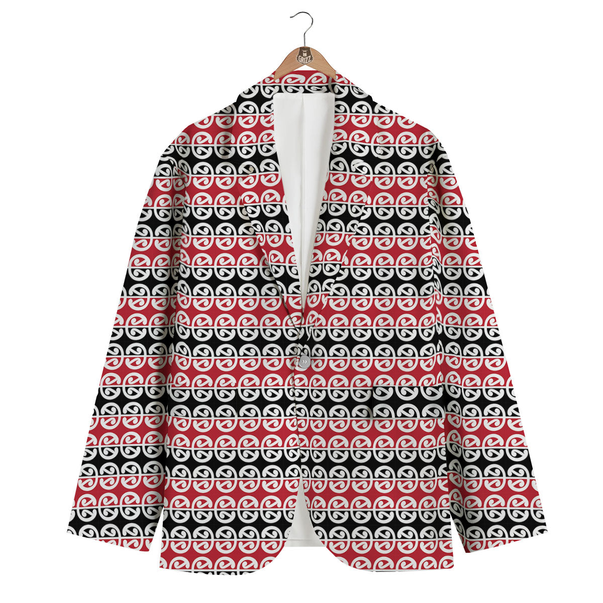 Kowhaiwhai Maori Print Pattern Men's Blazer-grizzshop