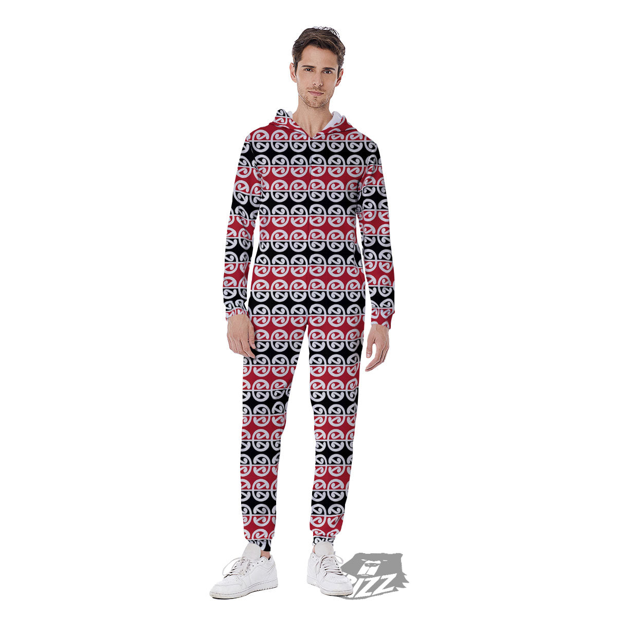 Kowhaiwhai Maori Print Pattern Men's Jumpsuit-grizzshop