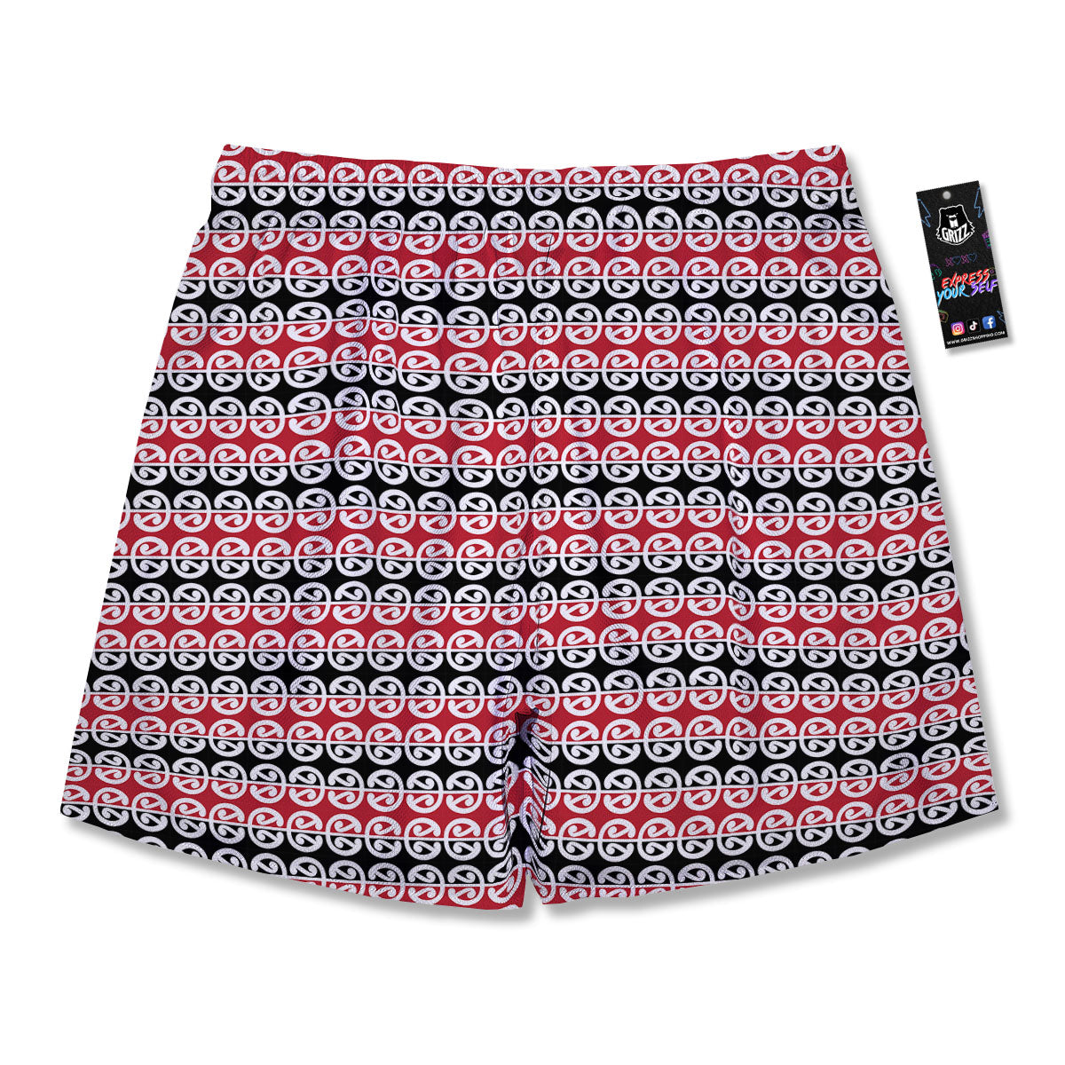 Kowhaiwhai Maori Print Pattern Men's Running Shorts-grizzshop