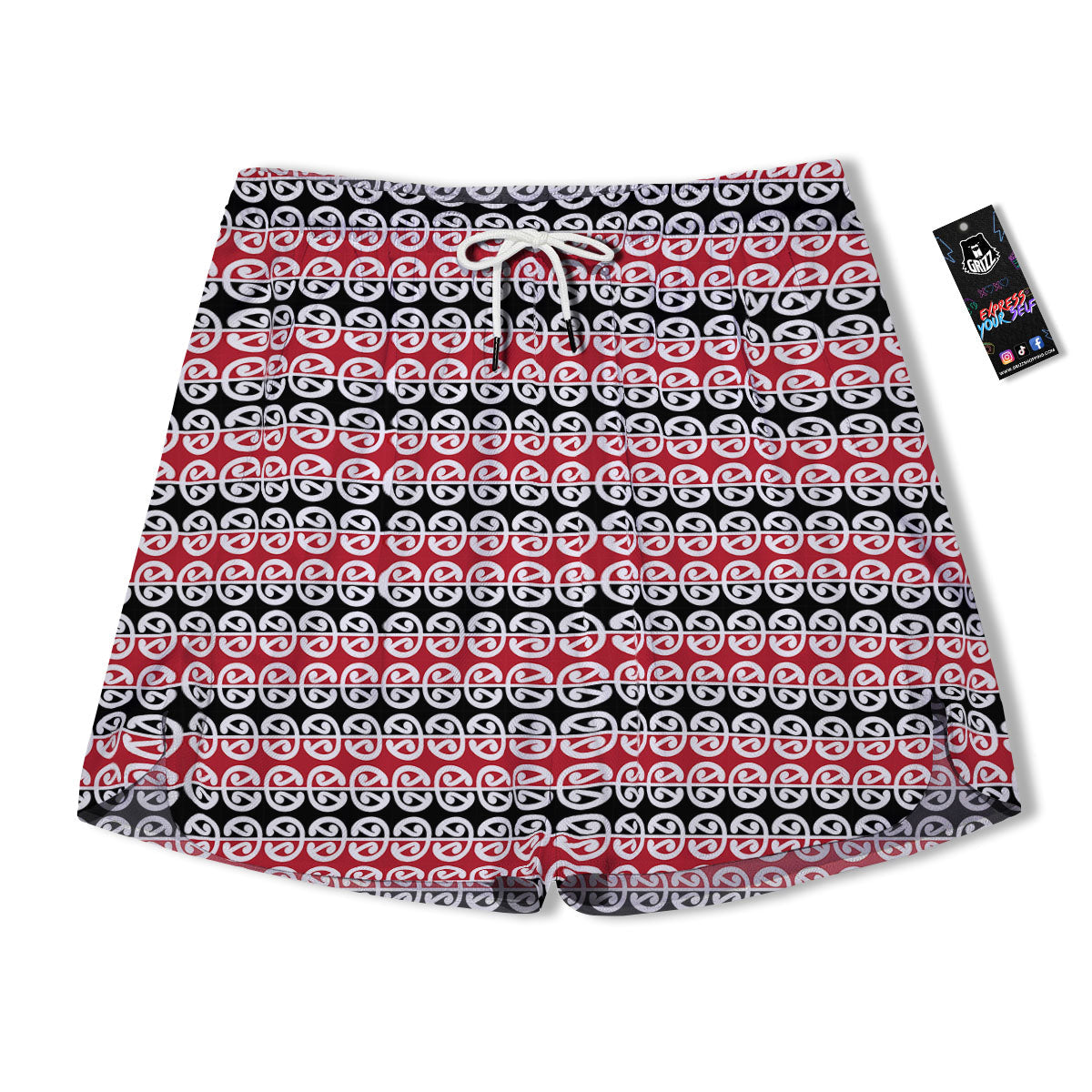 Kowhaiwhai Maori Print Pattern Men's Running Shorts-grizzshop