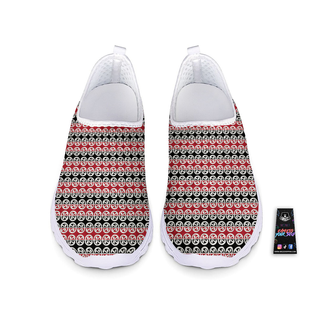 Kowhaiwhai Maori Print Pattern Nurse Shoes-grizzshop
