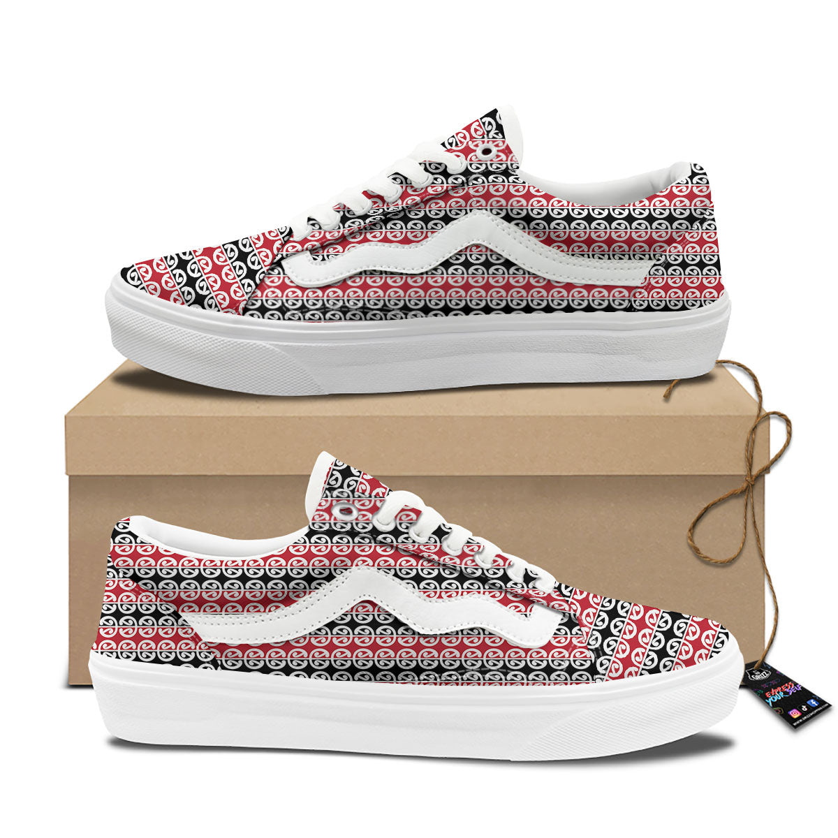 Kowhaiwhai Maori Print Pattern Skate Shoes-grizzshop